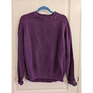 Vintage Lands' End Ladies 100% Cotton Purple Crewneck Sweater Made In USA SizeXL